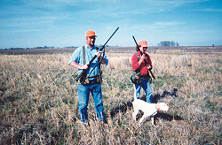 Hunters flushing the quail