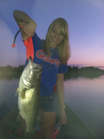 Rebecca Ream with big Donavan Lakes bass, May, 2012