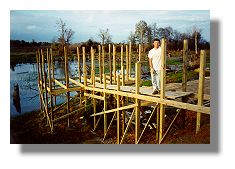 Michael Woodfin working on the Snag Lake party pier