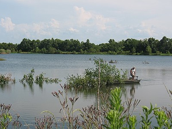 Jessie Holifield adding structure to Donavan Lake, July of 14